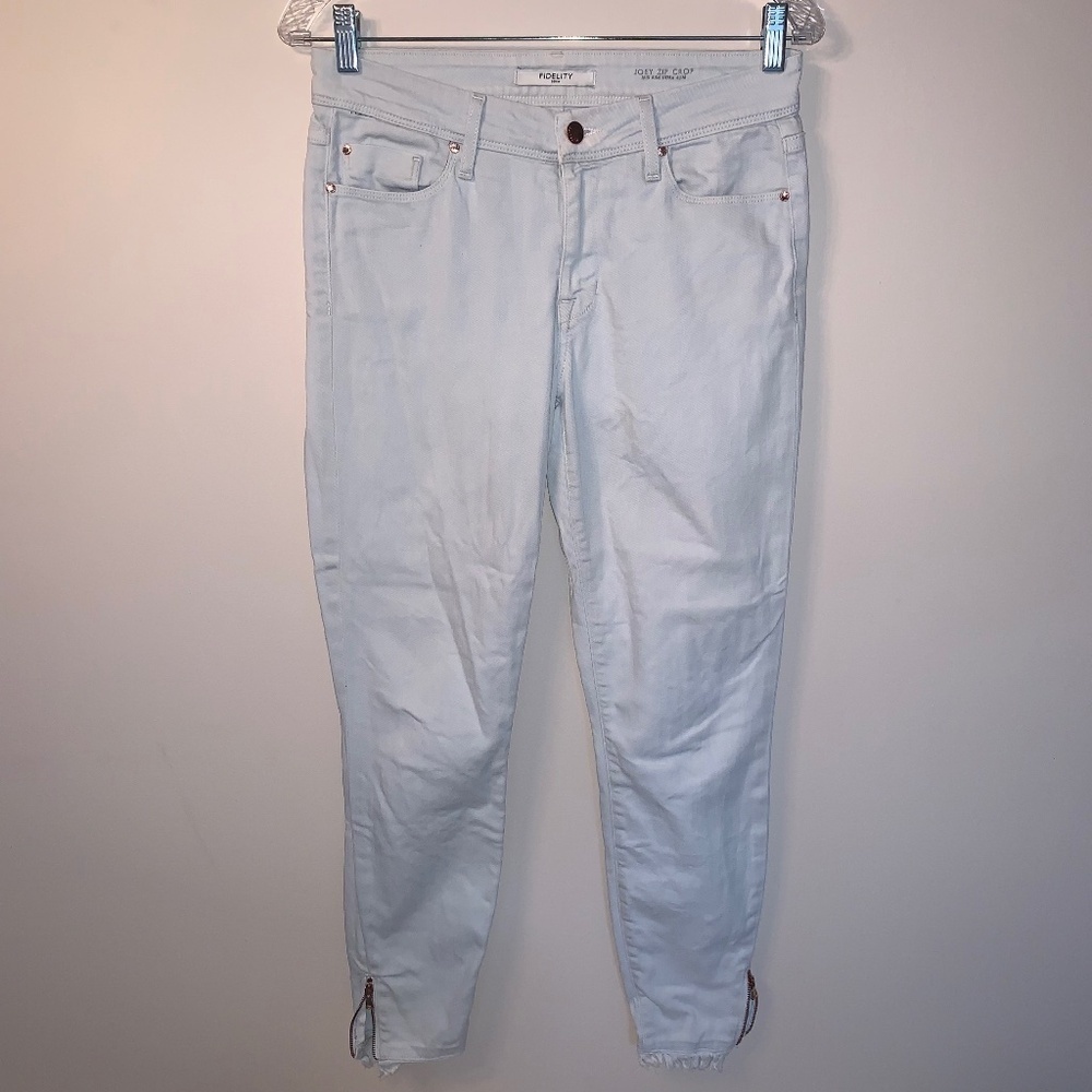 Fidelity Joey Zip Crop Mid Rise Ultra Slim Jeans 27
